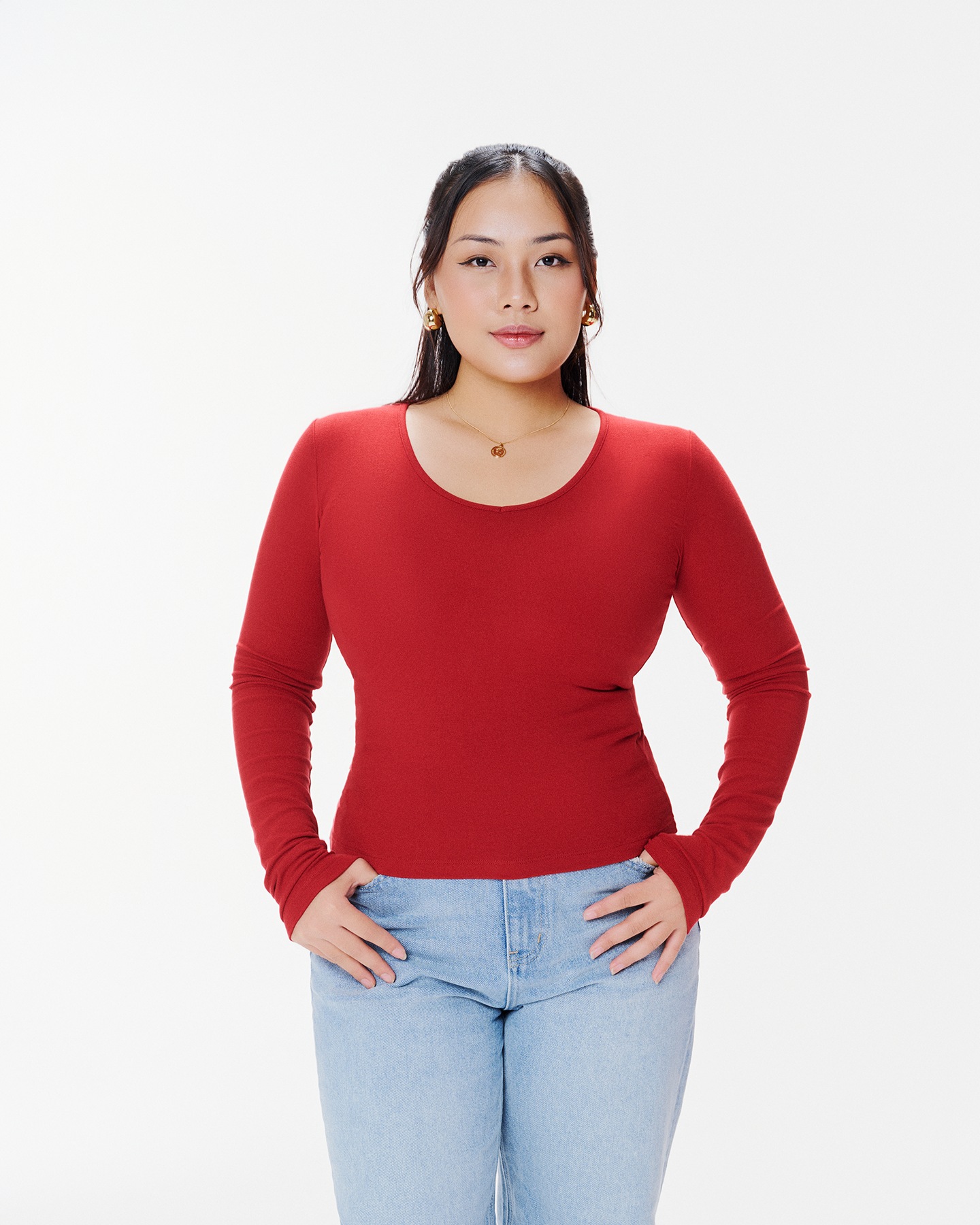 Áo thun nữ cổ tim tay dài - MC16