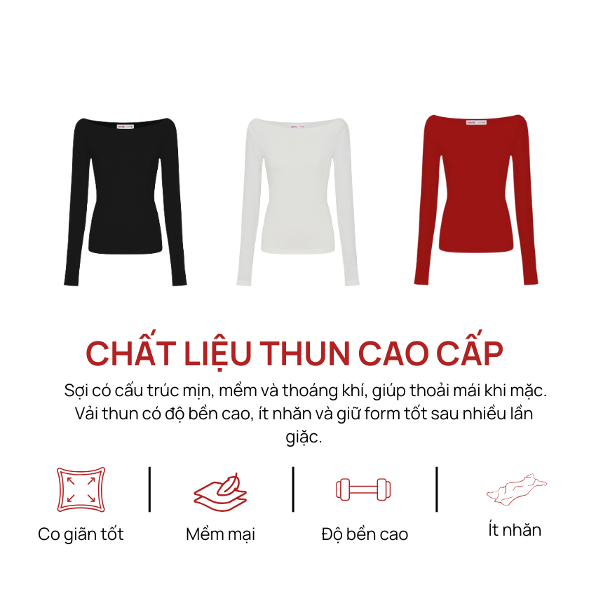 Áo thun dài tay cổ thuyền trễ vai - MC03