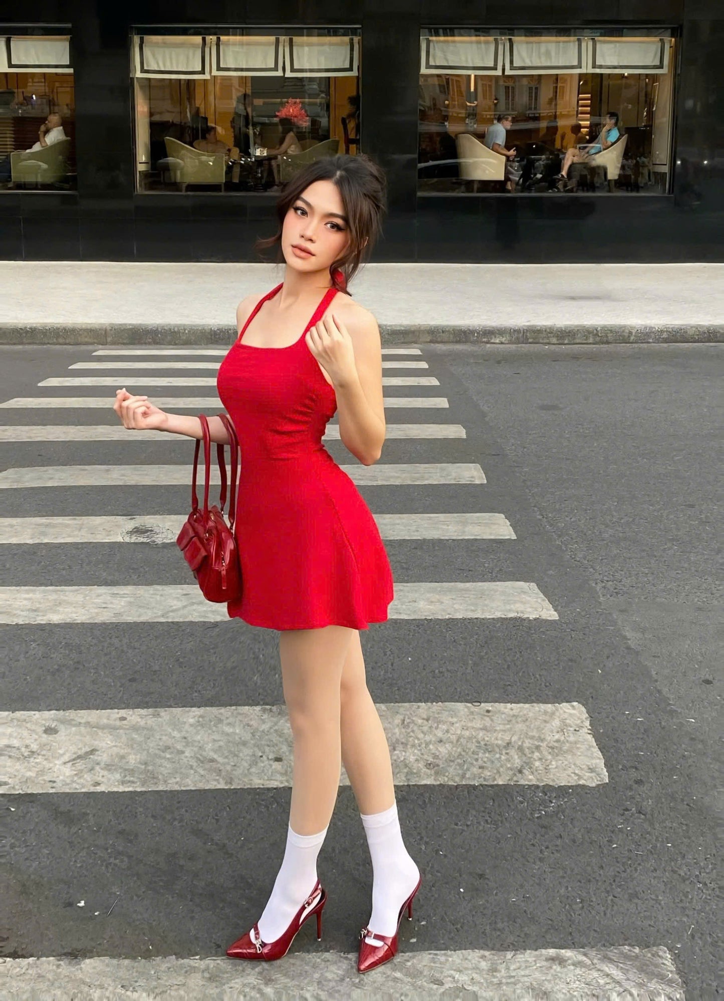 Váy cổ yếm thắt nơ sau lưng - MCD02